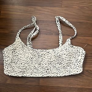 Smocked Bralette Bikini Top, Cream color.